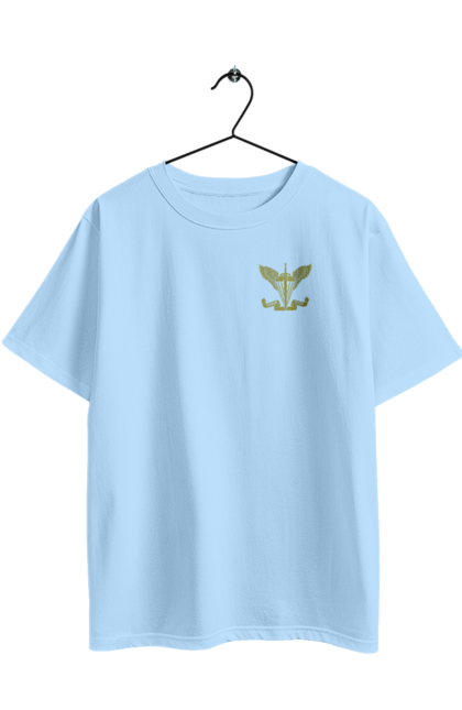 Oversized t-shirt with prints Airborne assault troops of Ukraine. Army, emblem, khaki, military, soldiers. 2070702