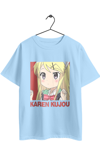 Oversized t-shirt with prints Kiniro Mosaic Karen Kujo. Anime, gold mosaic, karen, karen kujo, kiniro mosaic, kinmoza, manga. 2070702