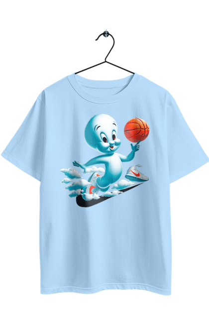 Oversized t-shirt with prints Casper. Ball, basketball, casper, ghost, movie, sneakers, sport. 2070702