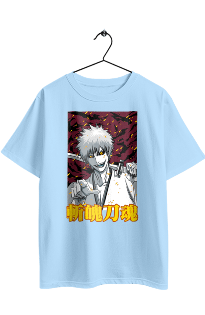 Футболка оверсайз з принтом "Бліч Куросакі Ічіґо". Anime, bleach, ichigo kurosaki, manga, аніме, бліч, ічіго, куросакі ічіґо, манга. 2070702