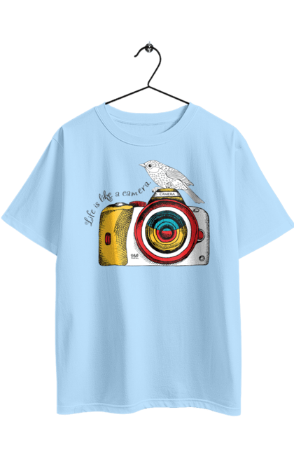 Oversized t-shirt with prints Camera And Bird. Birdie, camera, photographer. 2070702
