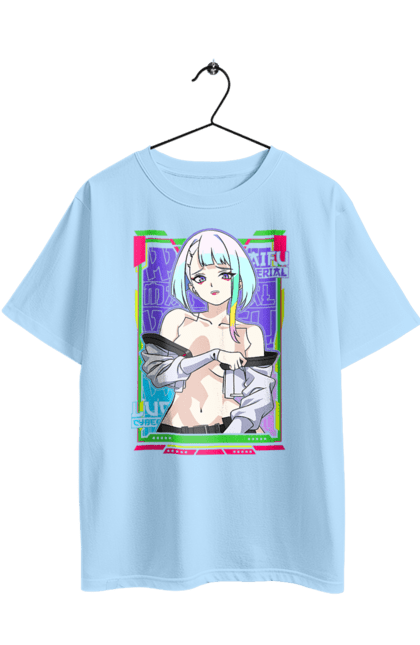 Футболка оверсайз з принтом "Кіберпанк: Ті, що біжать по краю Люсі". Cd проект, cyberpunk, edgerunners, lucy, netflix, аніме, відеогра, гра, кіберпанк, люсі. 2070702