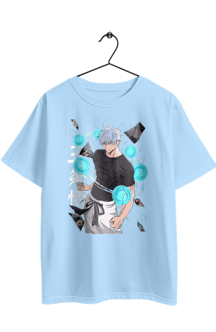 Футболка оверсайз з принтом "Магічна битва Годжо". Anime, gojo, jujutsu kaisen, manga, аніме, годжо, магічна битва, манга, містика, темне фентезі. 2070702