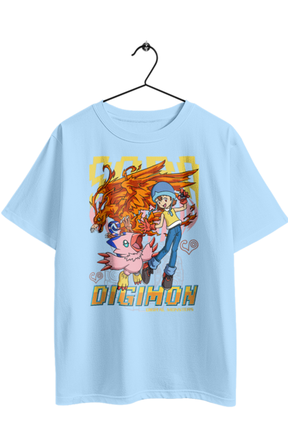 Oversized t-shirt with prints Digimon Sora Takenouchi. Anime, bandai, digimon, digital monsters, manga, media franchise, sora takenouchi, virtual pets. 2070702