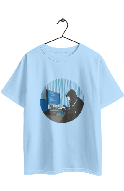 Футболка оверсайз з принтом "Хакер". Бінарний, гік, програміст, хакер. 2070702