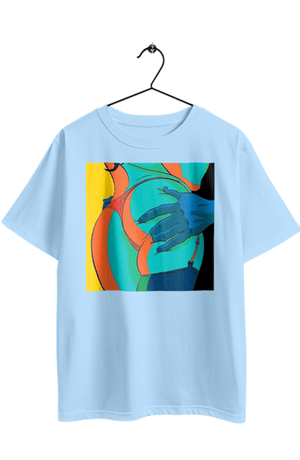 Футболка оверсайз з принтом "Жіноча Попа В Чоловічих Руках". Гола, жопа, ляпас. 2070702