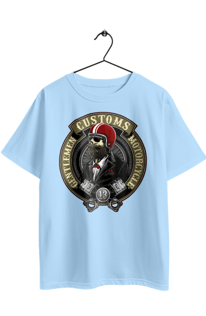 Oversized t-shirt with prints Gentlemen motorcycle. Gentleman, helmet, motorcycle, skull. 2070702