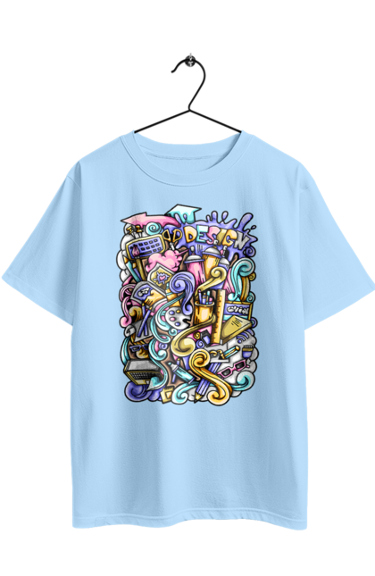 Футболка оверсайз з принтом "Школа навчання". Зошит, калькулятор, канцелярія, навчання, олівець, ручка, школа. 2070702