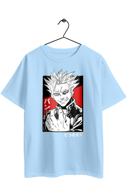 Футболка оверсайз с принтом Семь смертных грехов Бан. Ban, seven deadly sins, аниме, бан, лисий грех жадности, манга, семь смертных грехов. 2070702