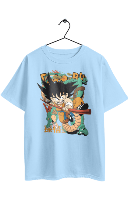 Oversized t-shirt with prints Dragon Ball Son Goku. Anime, dragon ball, goku, manga, son goku, tv series. 2070702