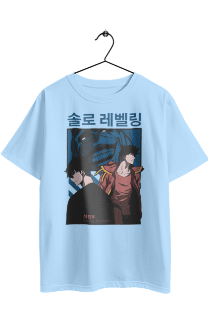 Oversized t-shirt with prints Solo Leveling. Anime, manga, solo leveling, sung jinwoo. 2070702