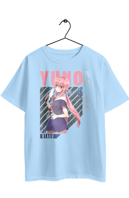 Футболка оверсайз з принтом "Щоденник майбутнього Юно Гасай". Anime, future diary, manga, survival game, yuno gasai, аніме, манга, щоденник майбутнього, юно гасай. 2070702