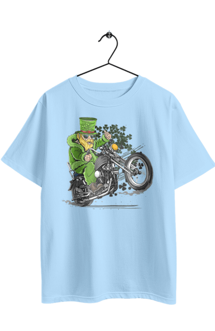 Футболка оверсайз з принтом "Патрік На Мотоциклі". Мотоцикл, патрик, свято. 2070702