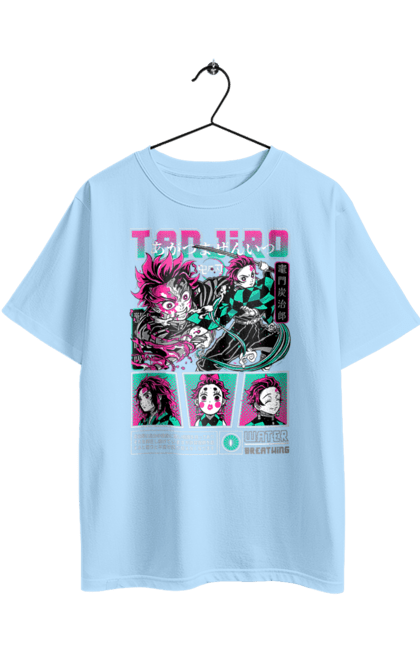 Футболка оверсайз з принтом "Винищувач Демонів Танджіро". Demon slayer, kamado tanjiro, kimetsu no yaiba, аніме, винищувач демонів, манга, танджіро, танджіро камадо. 2070702