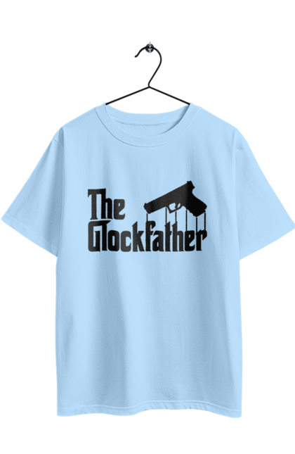 Футболка оверсайз з принтом "The GlockFather". Gangster, glockfather, godfather, godfather reference, вогнепальна зброя, гангстер, глок, зброя, пістолет, пістолет. 2070702