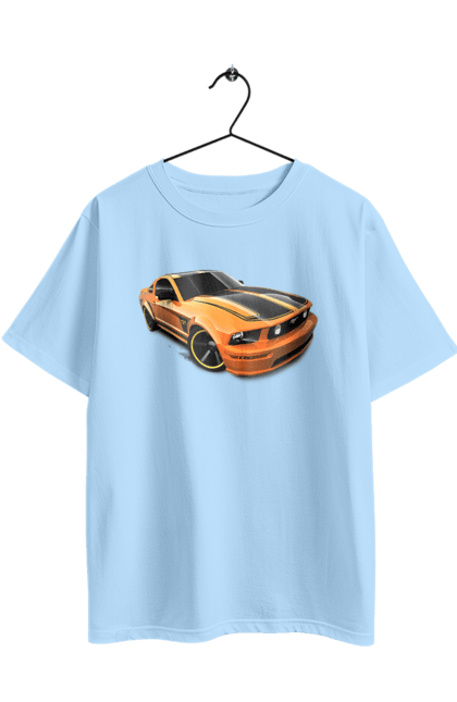 Футболка оверсайз з принтом "Помаранчева, швидкісна машина". Їзда, колеса, машина, швидкість. 2070702