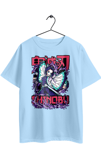 Футболка оверсайз з принтом "Винищувач Демонів Шинобу". Anime, demon slayer, kimetsu no yaiba, manga, shinobu, аніме, винищувач демонів, манга, серіал, шинобу. 2070702