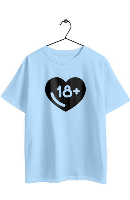 Футболка оверсайз з принтом "18+". 18+, запрет, секс, сердце, черное. 2070702