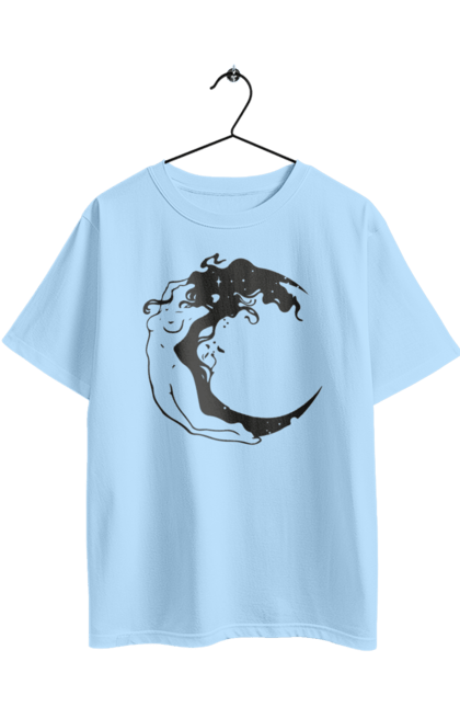 Футболка оверсайз з принтом "Дівчина місяць". Дівчина, зірки, космічне, космос, місяць. 2070702