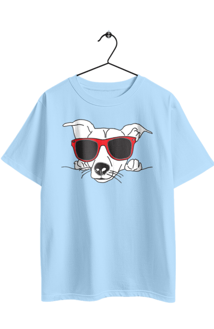 Oversized t-shirt with prints The Dog Peeks Out. Dog, glasses, peep out. 2070702