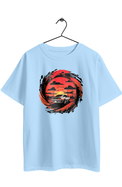 Oversized t-shirt with prints Ferrari at sunset. Car, cars, ferrari, ferrari at sunset. 2070702