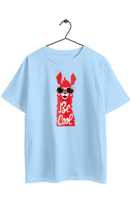 Oversized t-shirt with prints Cool llama. Animals, cool, glasses, lama. 2070702