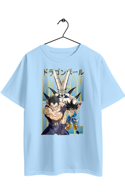 Oversized t-shirt with prints Dragon Ball. Anime, dragon ball, goku, manga, tv series, vegeta. 2070702
