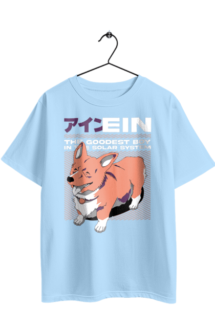 Футболка оверсайз з принтом "Ковбой Бібоп Айн". Anime, cowboy bebop, ein, айн, аніме, ковбой бібоп, корги, пес, собака. 2070702