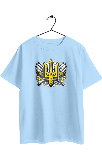 Футболка оверсайз з принтом "Символіка україни". Герб, патріотичні зображення, символіка, тризуб, україна. 2070702