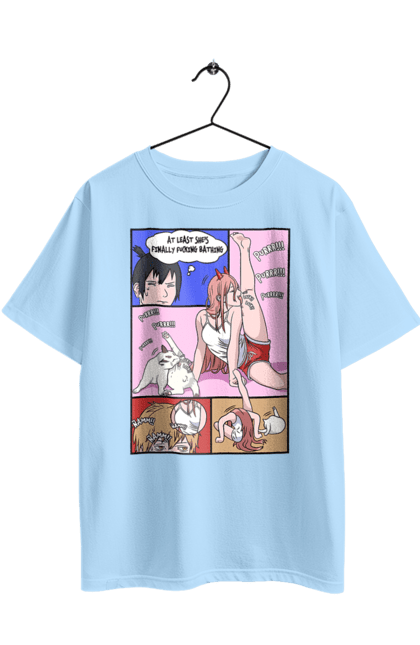 Футболка оверсайз з принтом "Людина Бензопила Пауер". Anime, chainsaw man, manga, power, аніме, демон, людина-бензопила, манга, пауер, шьонен. 2070702