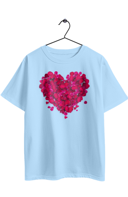 Oversized t-shirt with prints Heart From Rose Petals. Petals, rose flower. 2070702