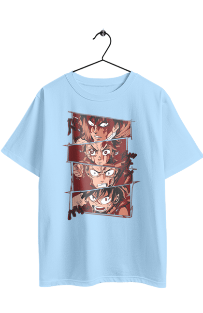 Футболка оверсайз з принтом "Боротьба героїв". Аніме, атака титанів, бій, геройська академія, головний герой, демон, клинок, манга. 2070702