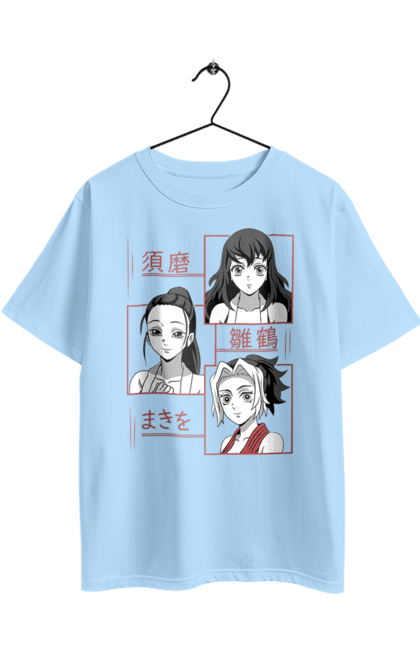 Футболка оверсайз з принтом "Винищувач Демонів Сума, Макіо, Хінацуру". Demon slayer, hinatsuru, makio, suma, tengen, винищувач демонів, макіо, сума, тенген, хінацуру. 2070702