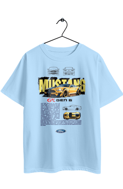 Oversized t-shirt with prints Ford Mustang Gen 6. Automobile, car, ford, gen 6, mustang, pony car. 2070702