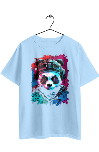 Футболка оверсайз з принтом "Панда в VR шолом". Віртуальна реальність, гік, панда, персонаж, шолом. 2070702