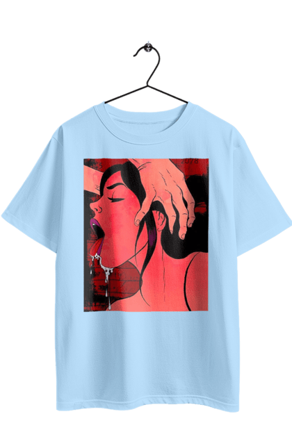 Футболка оверсайз з принтом "Дівчина Смокче Зі Слиною". Секс, смоктати. 2070702