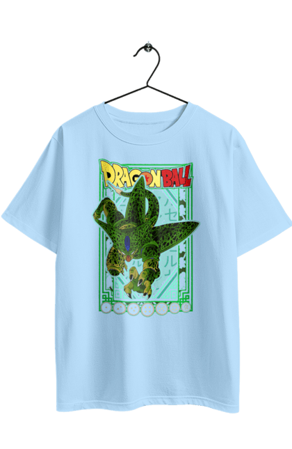 Oversized t-shirt with prints Dragon Ball Cell. Anime, cell, dragon ball, goku, manga, tv series, vegeta. 2070702
