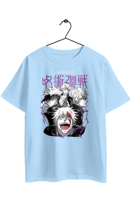 Футболка оверсайз з принтом "Магічна битва Годжо". Anime, gojo, jujutsu kaisen, manga, аніме, годжо, магічна битва, манга, містика, темне фентезі. 2070702