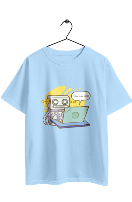 Футболка оверсайз з принтом "Я не робот Хакер зрозуміє 404 до дня програміста". 404, aws, backend, c++, cloud, css, frontend, golang, java, js, linux, python, script, web, ай ті, айті, айтішник, верстка, дата, код, компьютер, лаптоп, облако, ошибка, програміст, программа, программист, програмування, робот, хакер, язык. 2070702