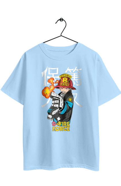 Футболка оверсайз з принтом "Палаюча пожежна бригада Шинра Кусакабе". Fire force, shinra, shinra kusakabe, палаюча пожежна бригада, шинра, шинра кусакабе. 2070702