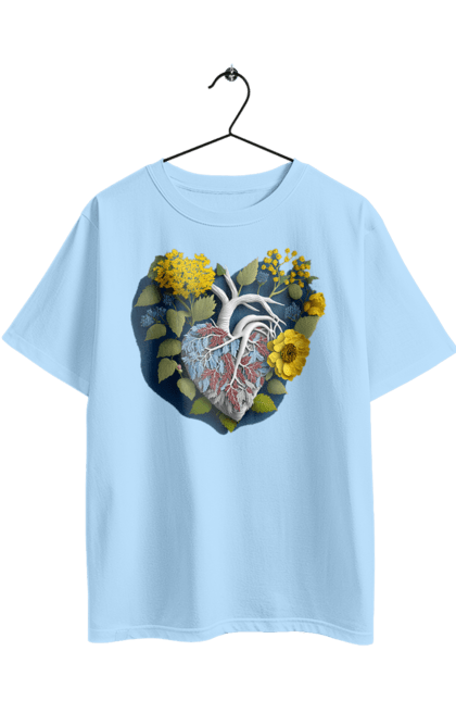 Футболка оверсайз з принтом "Серце квіти". Люблю україну, перемога україни, серце, символи україни, соняшник, традиції україни, україна. 2070702