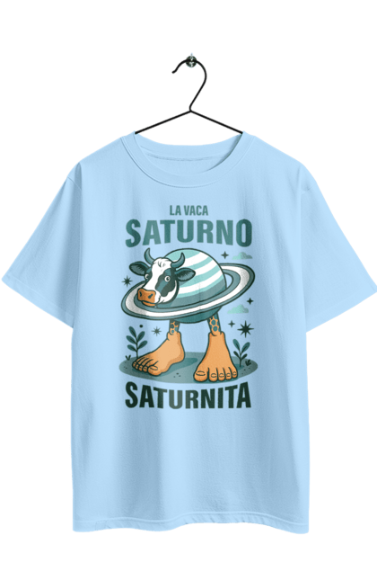 Футболка оверсайз з принтом "Lavaca Saturno Saturnita". Брейнрот, італійська гнилизна мозку, італійський брейнрот, італійський мем, італійські меми, корова сатурн, ла вака, ла вака сатурно, лавака сатурно, сатурно сатурніто. 2070702