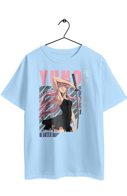 Футболка оверсайз з принтом "Щоденник майбутнього Юно Гасай". Anime, future diary, manga, survival game, yuno gasai, аніме, манга, щоденник майбутнього, юно гасай. 2070702