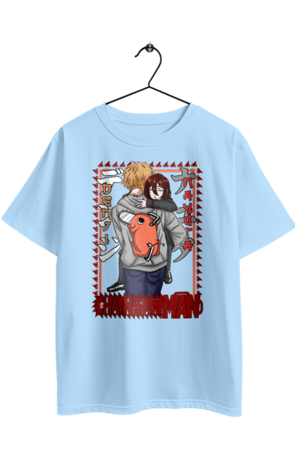 Oversized t-shirt with prints Chainsaw Man Denji and Nayuta. Anime, chainsaw man, demon, denji, manga, nayuta, shonen. 2070702