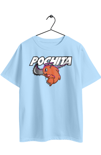 Футболка оверсайз з принтом "Людина Бензопила Почіта". Anime, chainsaw man, manga, pochita, аніме, демон, людина-бензопила, манга, почіта, шьонен. 2070702