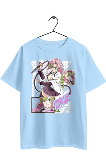 Футболка оверсайз з принтом "Винищувач Демонів Міцурі". Demon slayer, kimetsu no yaiba, mitsuri, mitsuri kanroji, аніме, винищувач демонів, манга, міцурі, міцурі канроджи, серіал. 2070702