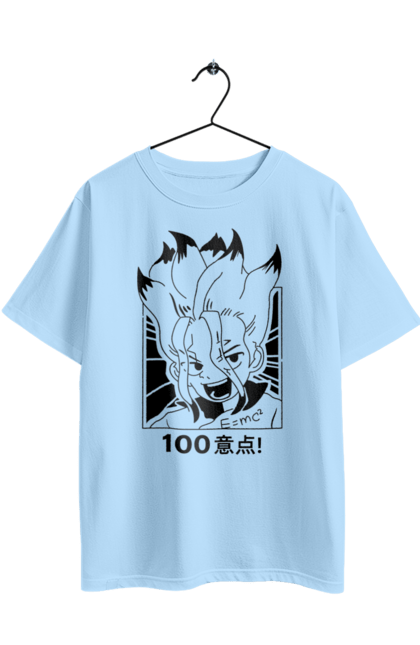 Футболка оверсайз з принтом "Dr. Stone Сенку". Dr. stone, ishigami, senku, senku ishigami, аніме, доктор стоун, ісіґамі, ісіґамі сенку, манга, сенку. 2070702