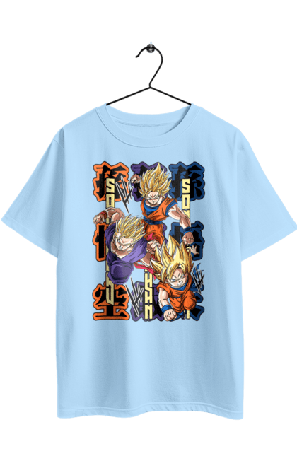 Oversized t-shirt with prints Dragon Ball. Anime, dragon ball, goku, manga, tv series, vegeta. 2070702