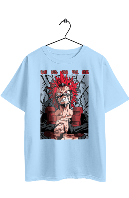 Футболка оверсайз с принтом Моя геройская академия Эйджиро Киришима. Eijiro kirishima, my hero academy, red riot, аниме, красный бунтарь, манга, моя геройская академия, эйджиро киришима. 2070702