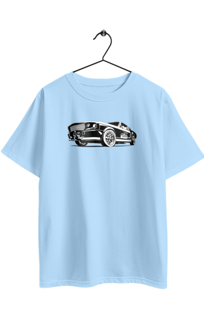 Oversized t-shirt with prints Car. Afterburner, america, car, ford, mustang, straining. 2070702